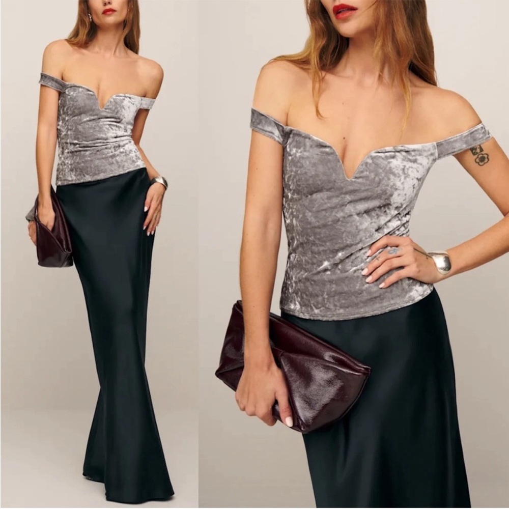 NWT Reformation Andria Knit Top In Moonlight Velvet Top Size XXS